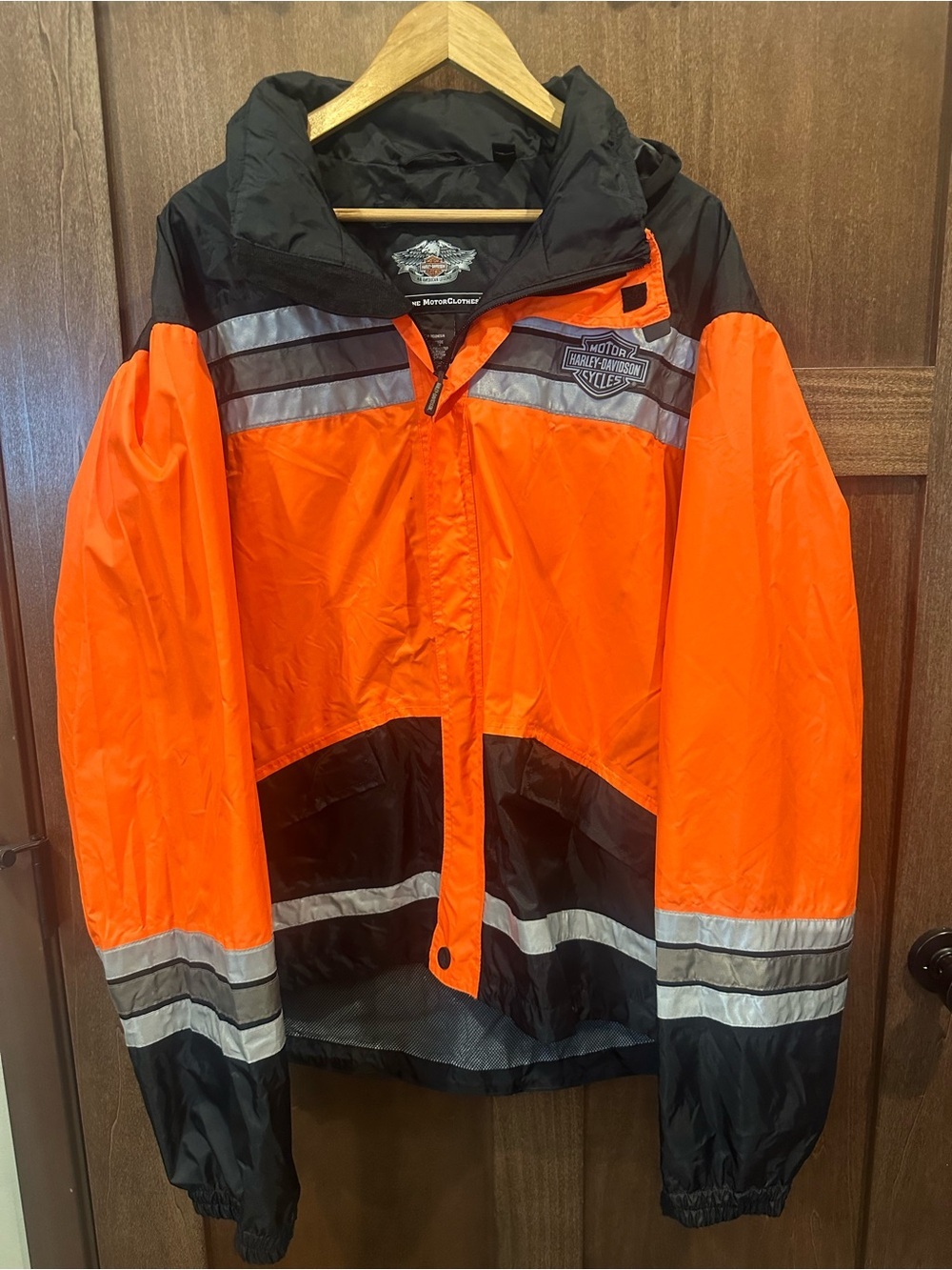 Harley-Davidson Orange and Black Reflective Rain Jacket & Overalls with Bag
